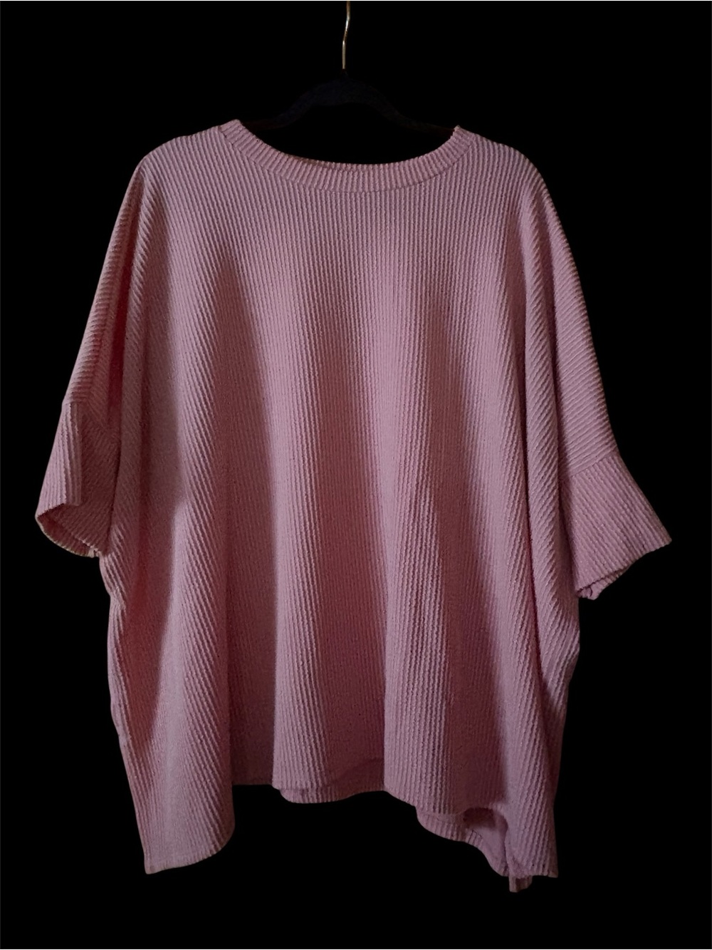 Relaxed Fit Pink Ribbed Tunic Top